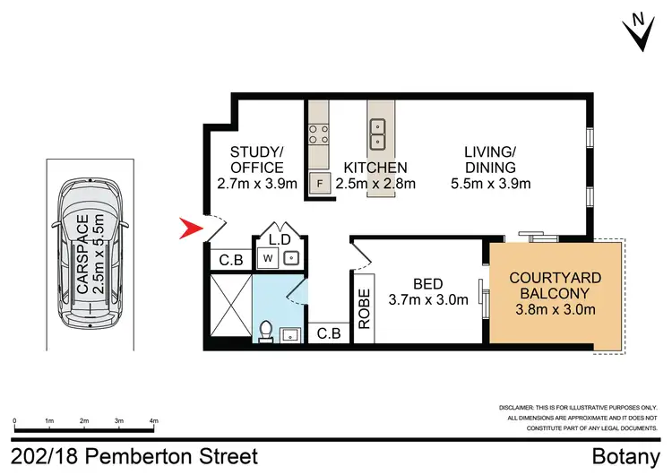 Floorplan of Homely unit listing, 202/18 Pemberton Street, Botany NSW 2019