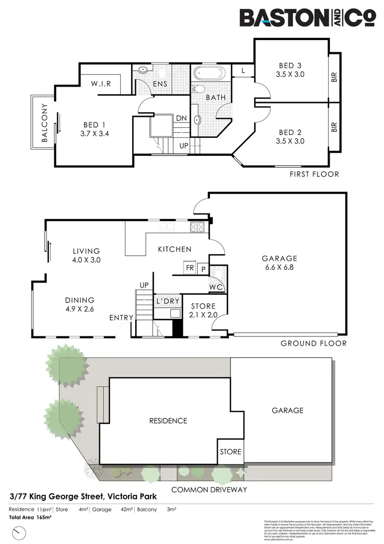 Floorplan of Homely townhouse listing, 3/77 King George Street, Victoria Park WA 6100