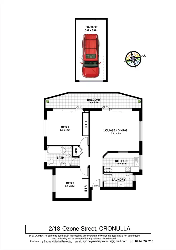 Floorplan of Homely apartment listing, 2/18 Ozone Street, Cronulla NSW 2230