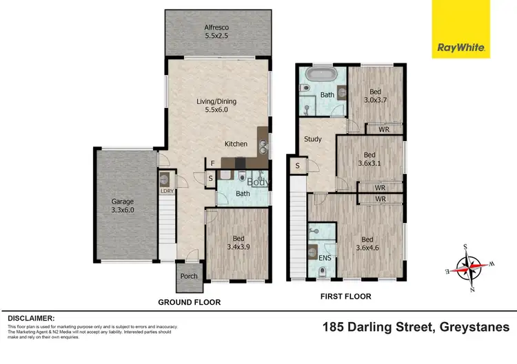 Floorplan of Homely semi-detached listing, 185 Darling Street, Greystanes NSW 2145