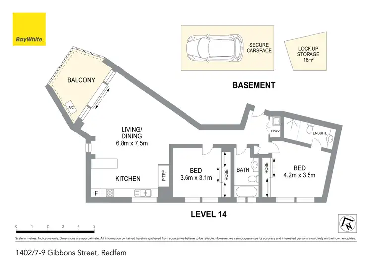 Floorplan of Homely apartment listing, 1402/7-9 Gibbons Street, Redfern NSW 2016