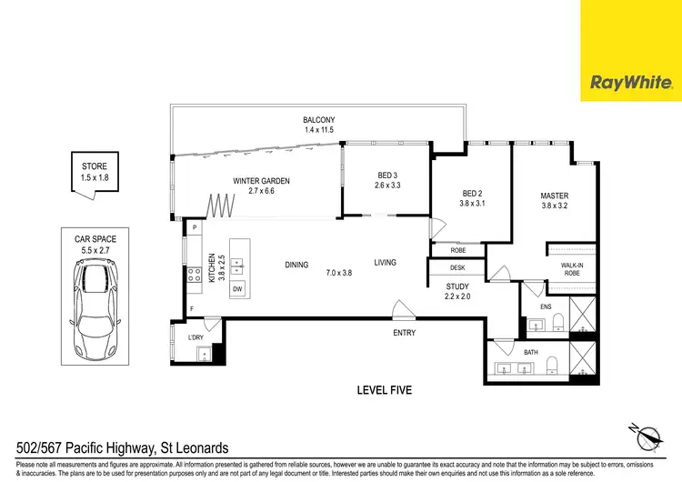 Floorplan of Homely unit listing, 502/567 Pacific Highway, St Leonards NSW 2065