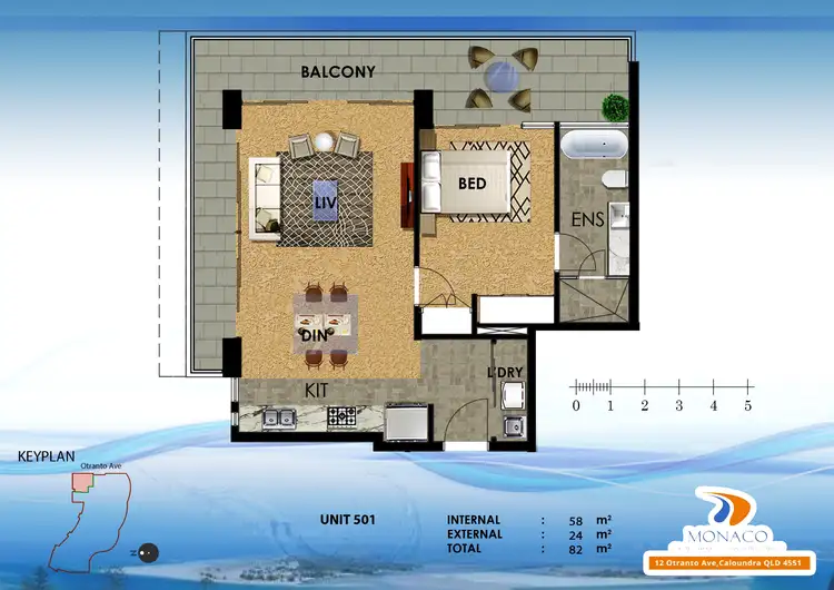 Floorplan of Homely unit listing, 501/12 Otranto Av, Caloundra QLD 4551