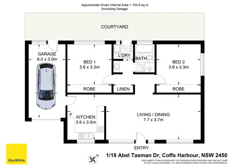 Floorplan of Homely semi-detached listing, 1/18 Abel Tasman Drive, Coffs Harbour NSW 2450