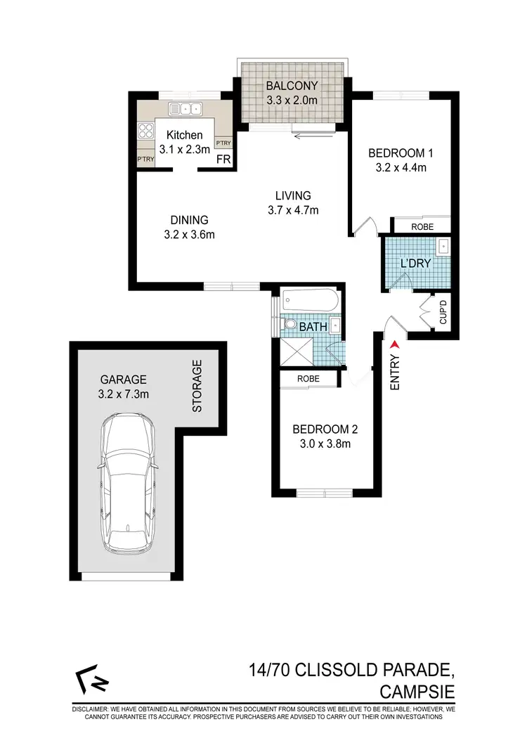 Floorplan of Homely apartment listing, 14/70-74 Clissold Parade, Campsie NSW 2194
