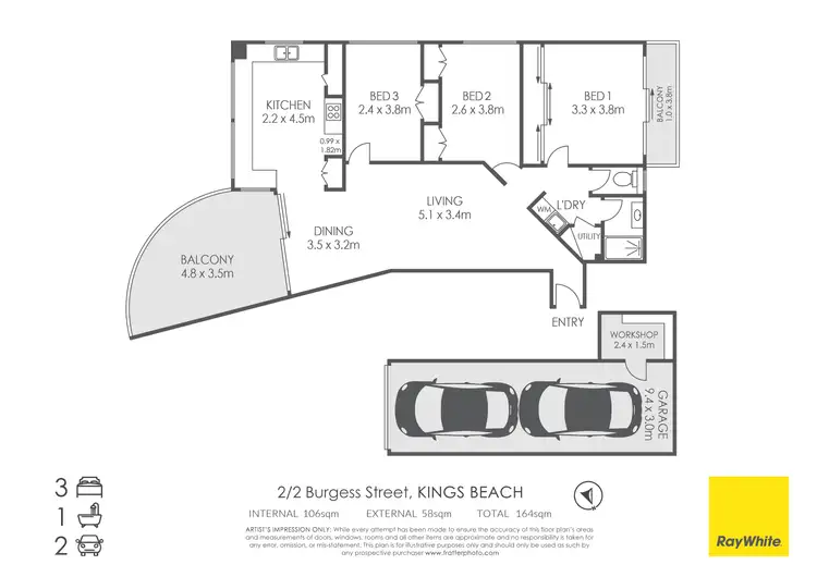 Floorplan of Homely unit listing, 2/2 Burgess Street, Kings Beach QLD 4551