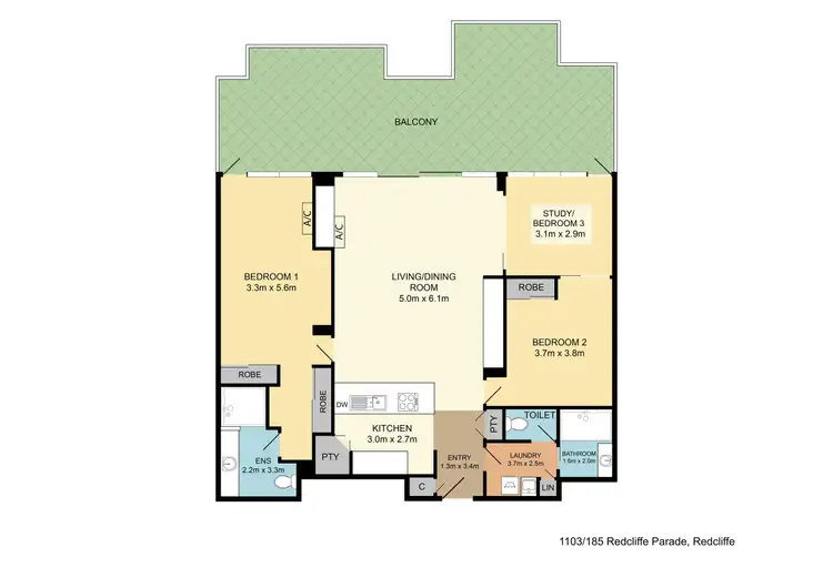 Floorplan of Homely apartment listing, 1103/185 Redcliffe Parade, Redcliffe QLD 4020