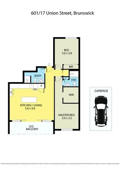 Floorplan of Homely apartment listing, 601/17 Union Street, Brunswick VIC 3056