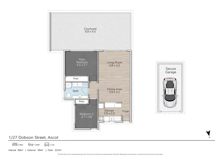 Floorplan of Homely apartment listing, 1/27 Dobson Street, Ascot QLD 4007