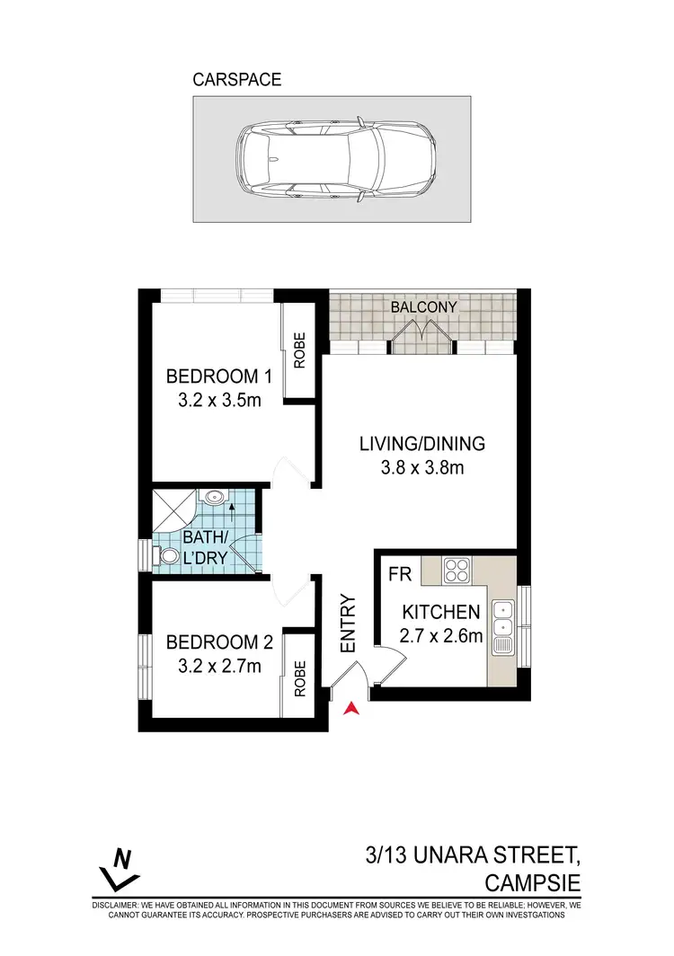 Floorplan of Homely apartment listing, 3/13 Unara Street, Campsie NSW 2194