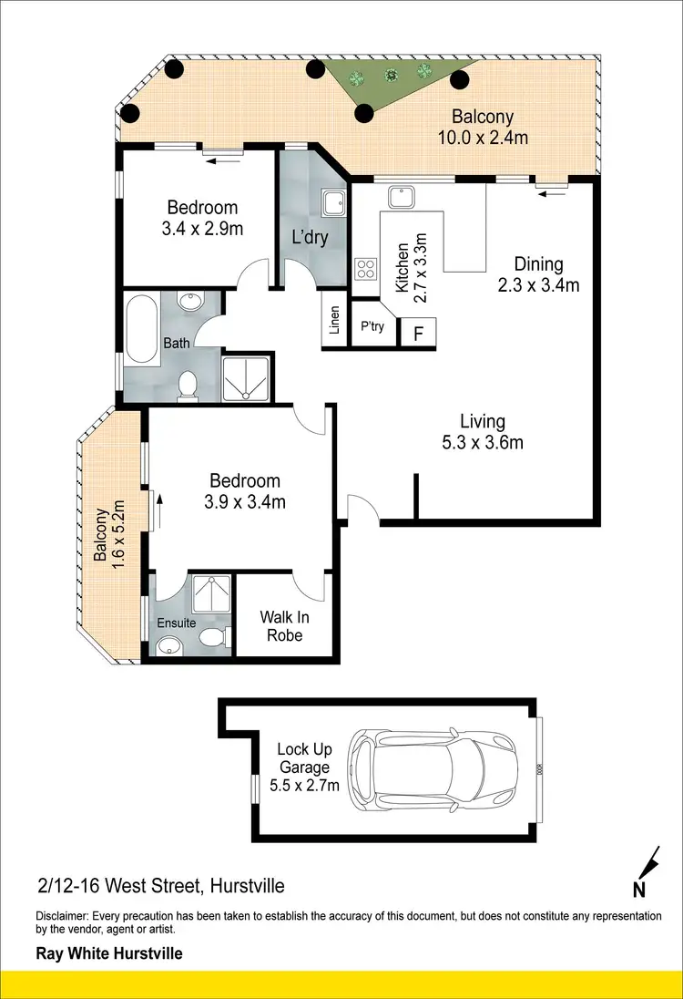 Floorplan of Homely apartment listing, 2/12-16 West Street, Hurstville NSW 2220
