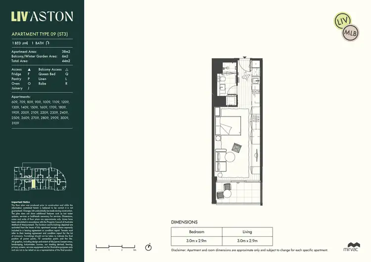 Floorplan of Homely studio listing, 1209/7 Siddeley Street, Docklands VIC 3008