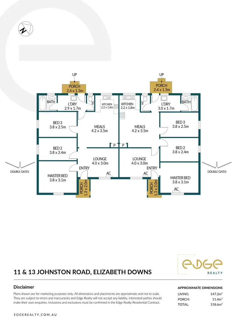 Floorplan of Homely house listing, 11 & 13 Johnston Road, Elizabeth Downs SA 5113