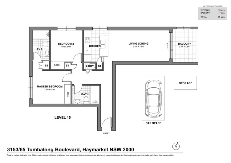 Floorplan of Homely apartment listing, 3153/65 Tumbalong Boulevard, Haymarket NSW 2000