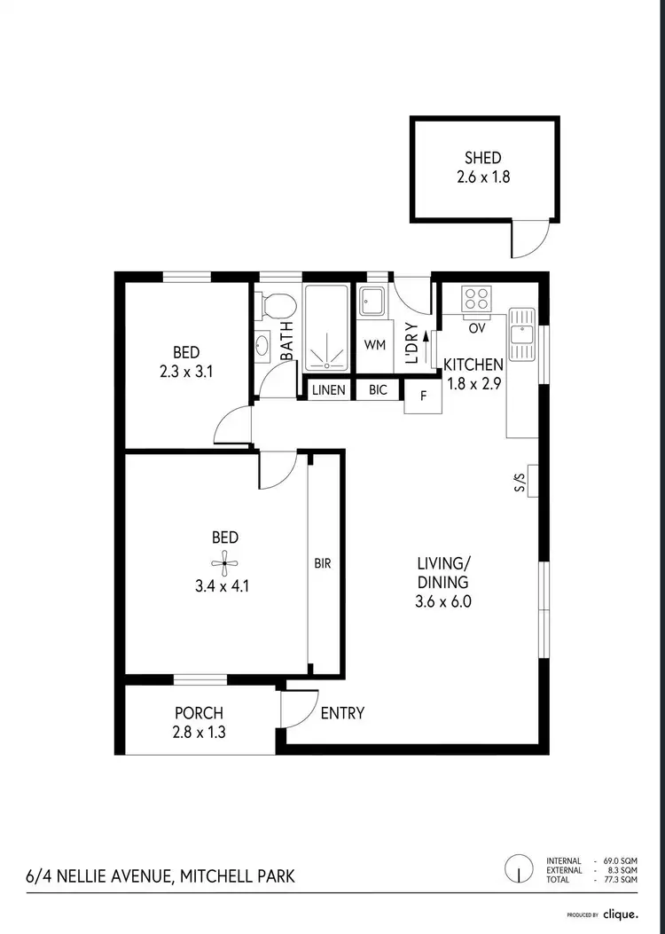 Floorplan of Homely unit listing, 6/4 Nellie AVe, Mitchell Park SA 5043