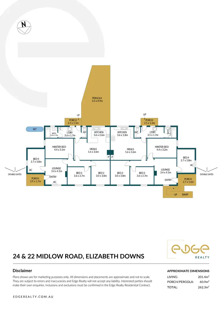 Floorplan of Homely house listing, 22 & 24 Midlow Road, Elizabeth Downs SA 5113