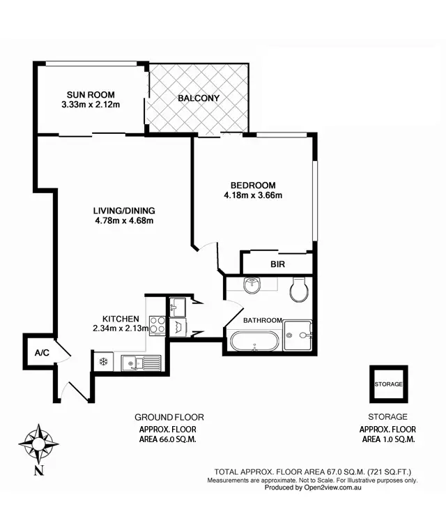 Floorplan of Homely apartment listing, 2305/91 Liverpool Street, Sydney NSW 2000