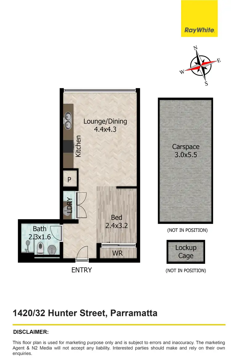 Floorplan of Homely studio listing, 1420/32 Hunter Street (AKA 1420/45 Macquarie St), Parramatta NSW 2150