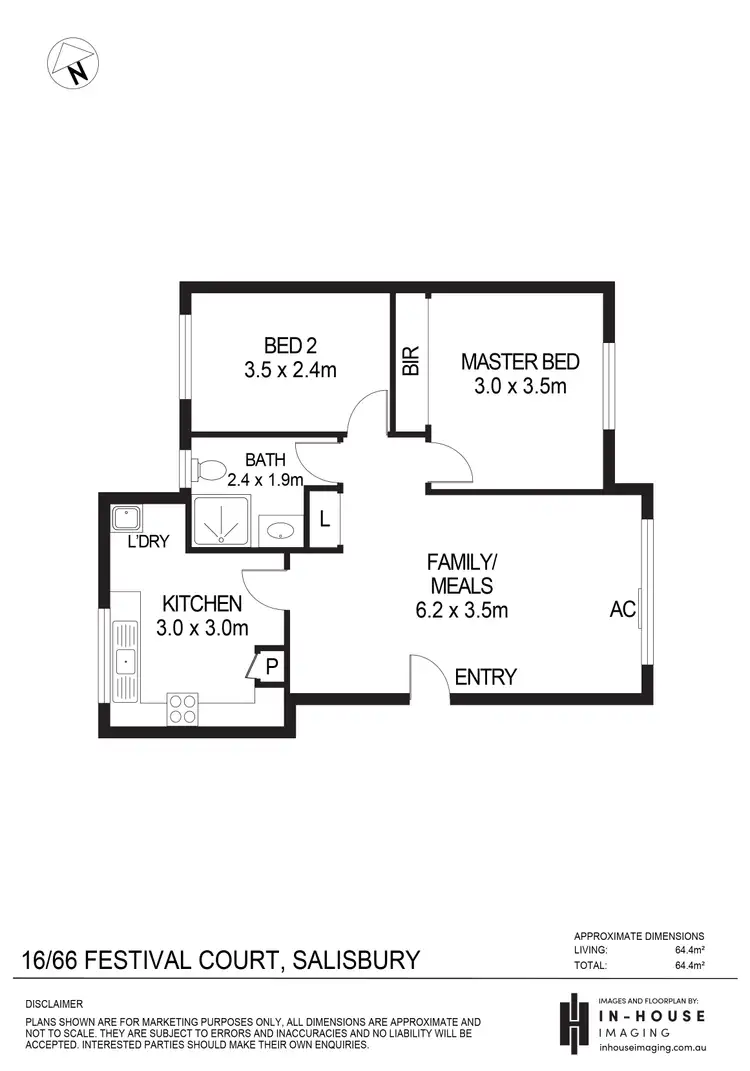 Floorplan of Homely unit listing, 16/66 Festival Court, Salisbury SA 5108