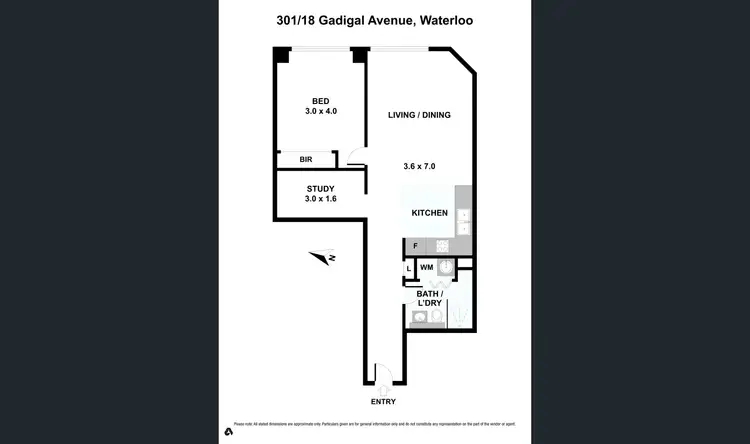 Floorplan of Homely apartment listing, 301/18 Gadigal Ave, Waterloo NSW 2017