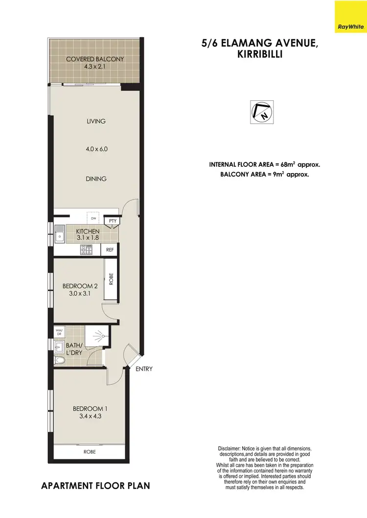 Floorplan of Homely apartment listing, 5/6 Elamang Avenue, Kirribilli NSW 2061