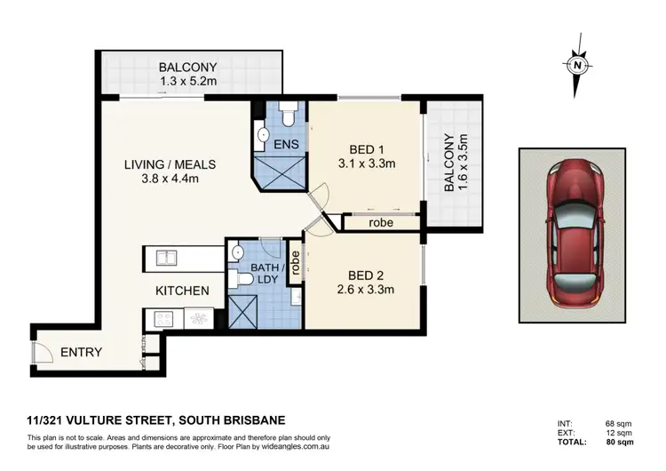 Floorplan of Homely apartment listing, 11/321 Vulture Street, South Brisbane QLD 4101
