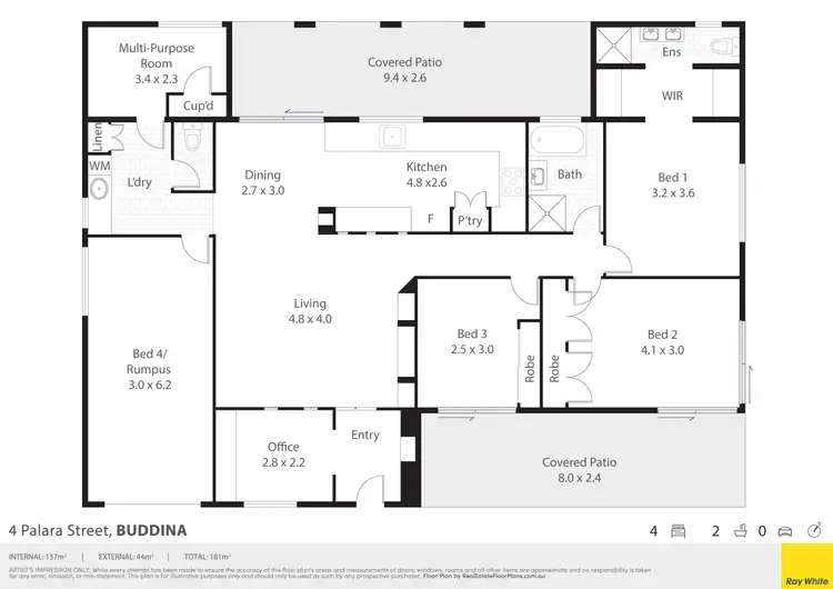 Floorplan of Homely house listing, 4 Palara Street, Buddina QLD 4575