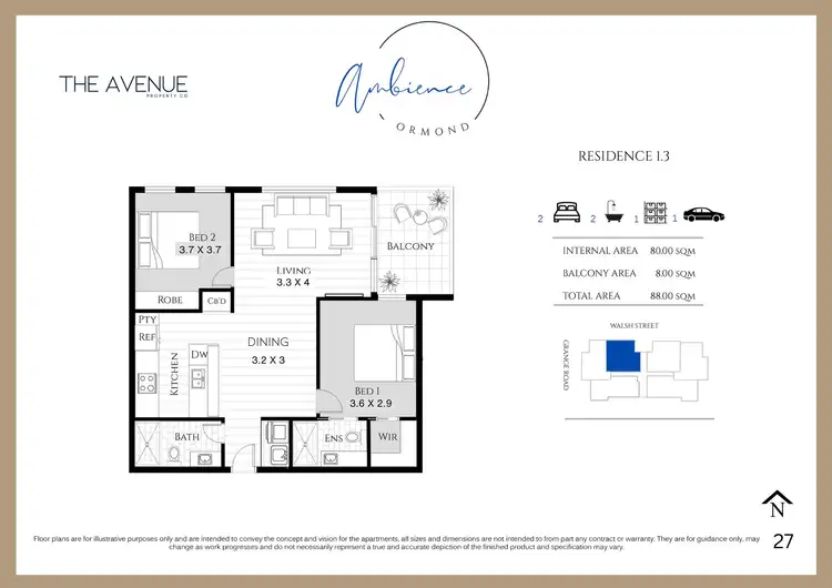 Floorplan of Homely apartment listing, 102/296 Grange Road, Ormond VIC 3204