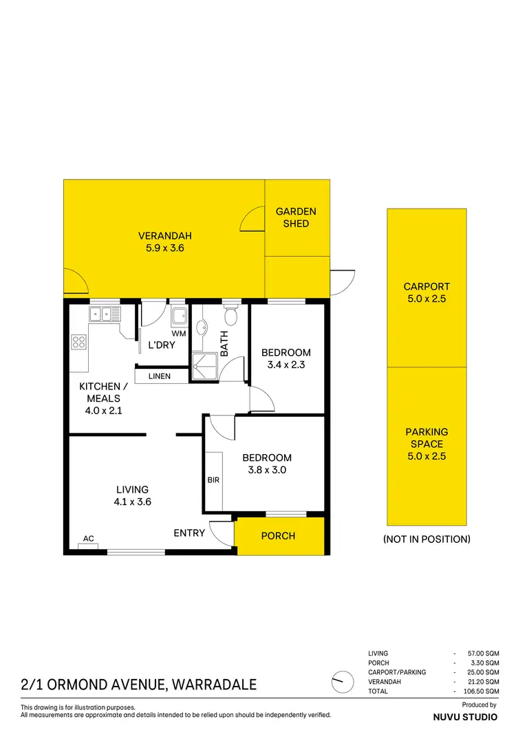 Floorplan of Homely unit listing, 2/1 Ormonde Avenue, Warradale SA 5046