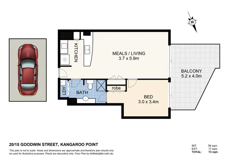 Floorplan of Homely apartment listing, 20/15 Goodwin Street, Kangaroo Point QLD 4169