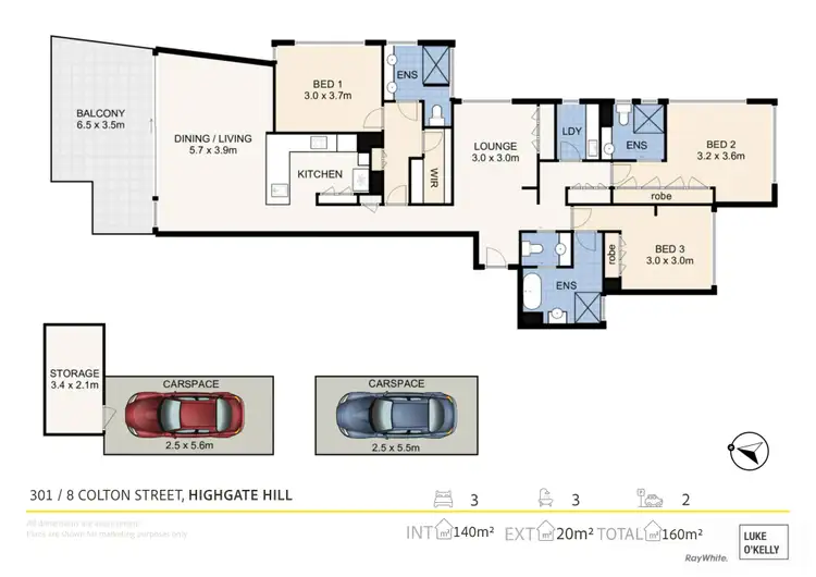 Floorplan of Homely apartment listing, 301/8 Colton Street, Highgate Hill QLD 4101