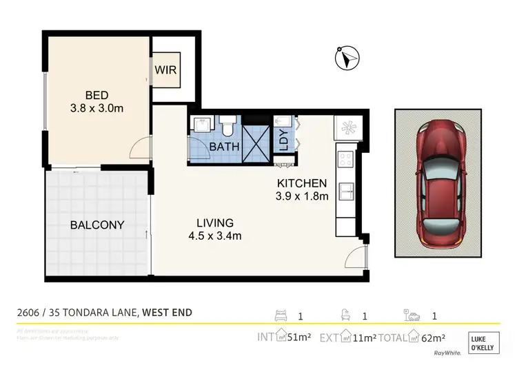 Floorplan of Homely apartment listing, 2606/35 Tondara Lane, West End QLD 4101