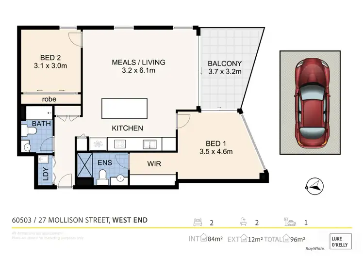 Floorplan of Homely apartment listing, 60503/27 Mollison Street, West End QLD 4101