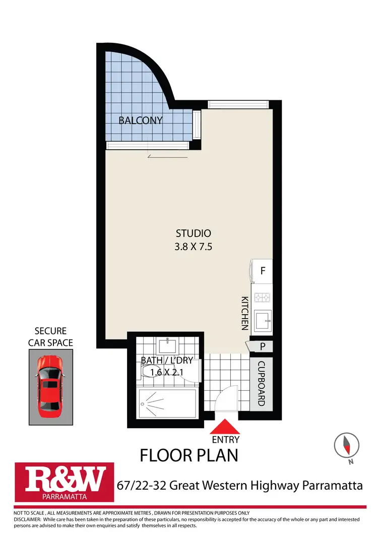 Floorplan of Homely studio listing, 67/22 Great Western Highway, Parramatta NSW 2150