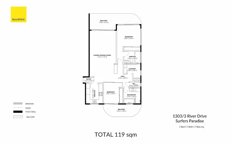 Floorplan of Homely apartment listing, 1303/3 River Drive, Surfers Paradise QLD 4217