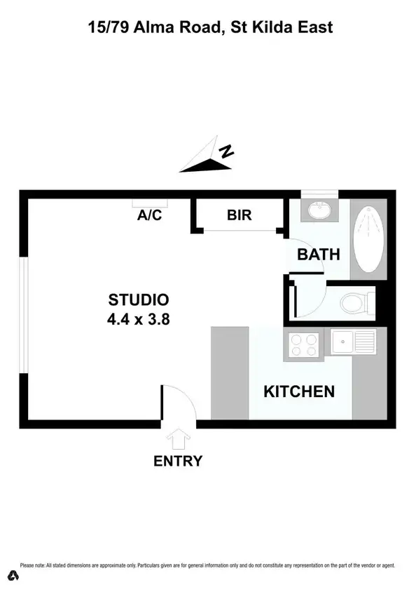 Floorplan of Homely studio listing, 15/79 Alma Road, St Kilda VIC 3182