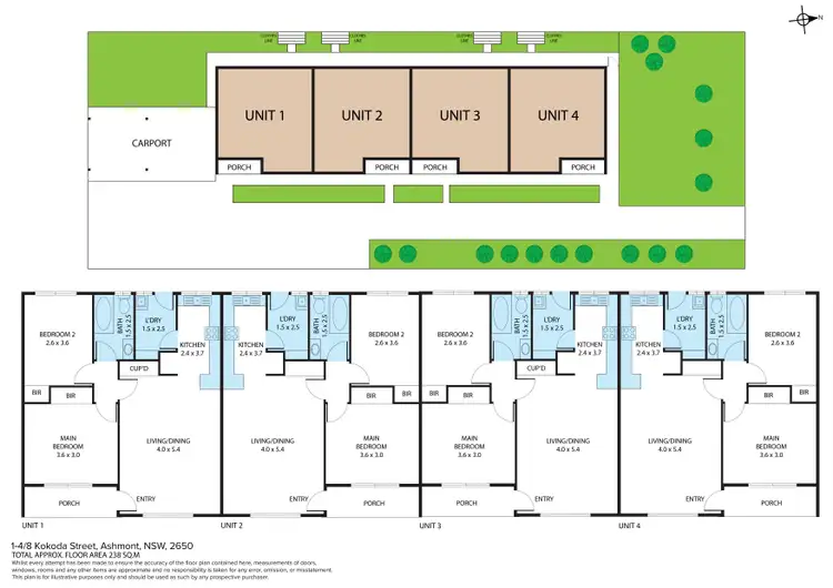Floorplan of Homely block of units listing, 1-4/8 Kokoda Street, Ashmont NSW 2650
