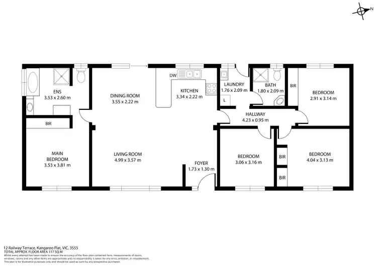 Floorplan of Homely house listing, 12 Railway Terrace, Kangaroo Flat VIC 3555