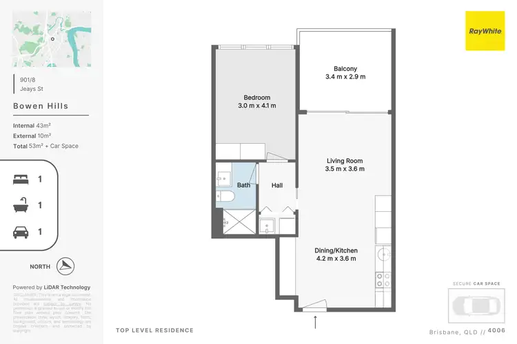 Floorplan of Homely apartment listing, 901/8 Jeays Street, Bowen Hills QLD 4006