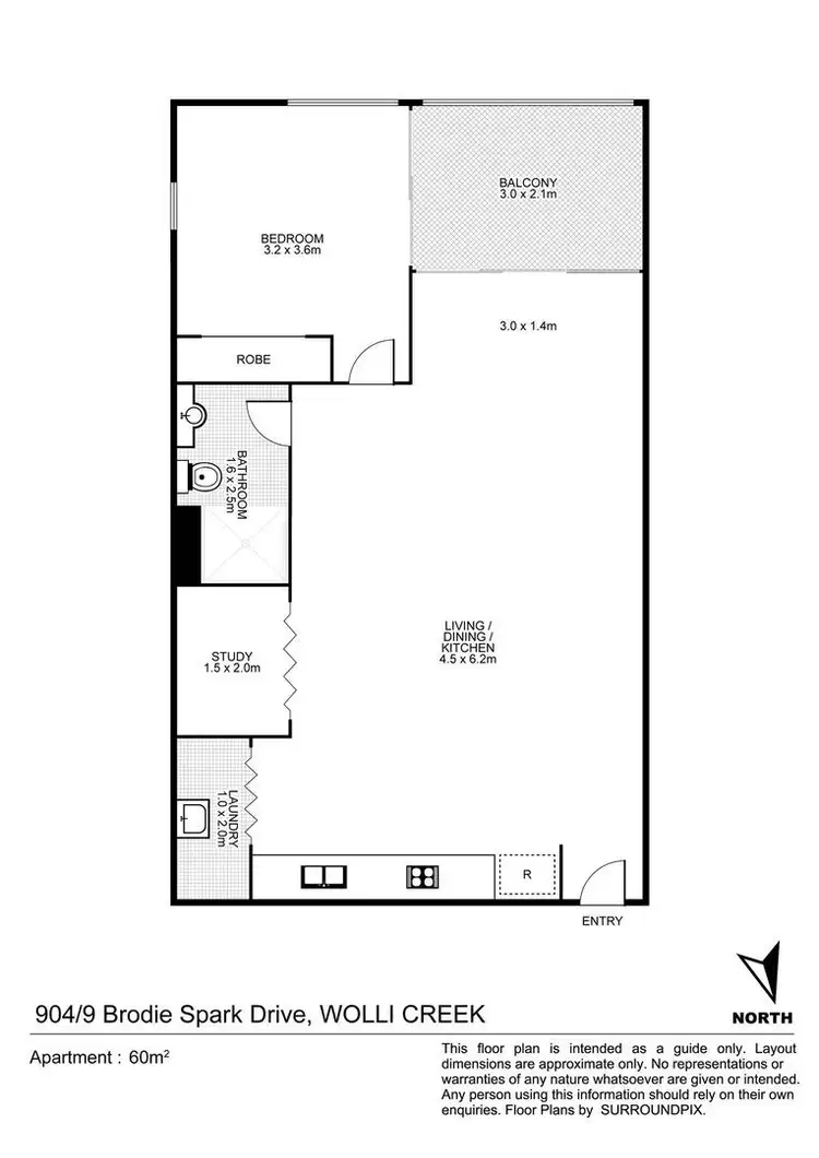 Floorplan of Homely apartment listing, 904/9 Brodie Spark Drive, Wolli Creek NSW 2205