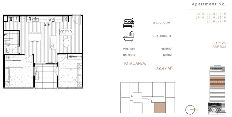 Floorplan of Homely apartment listing, 2210 & 2310 & 2410/6 Penaluna Place, Adelaide SA 5000