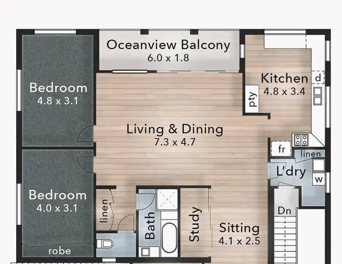 Floorplan of Homely unit listing, 2/2 Short Street, Bilinga QLD 4225