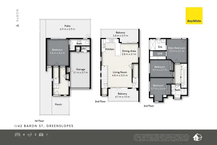 Floorplan of Homely townhouse listing, 1/42 Baron Street, Greenslopes QLD 4120