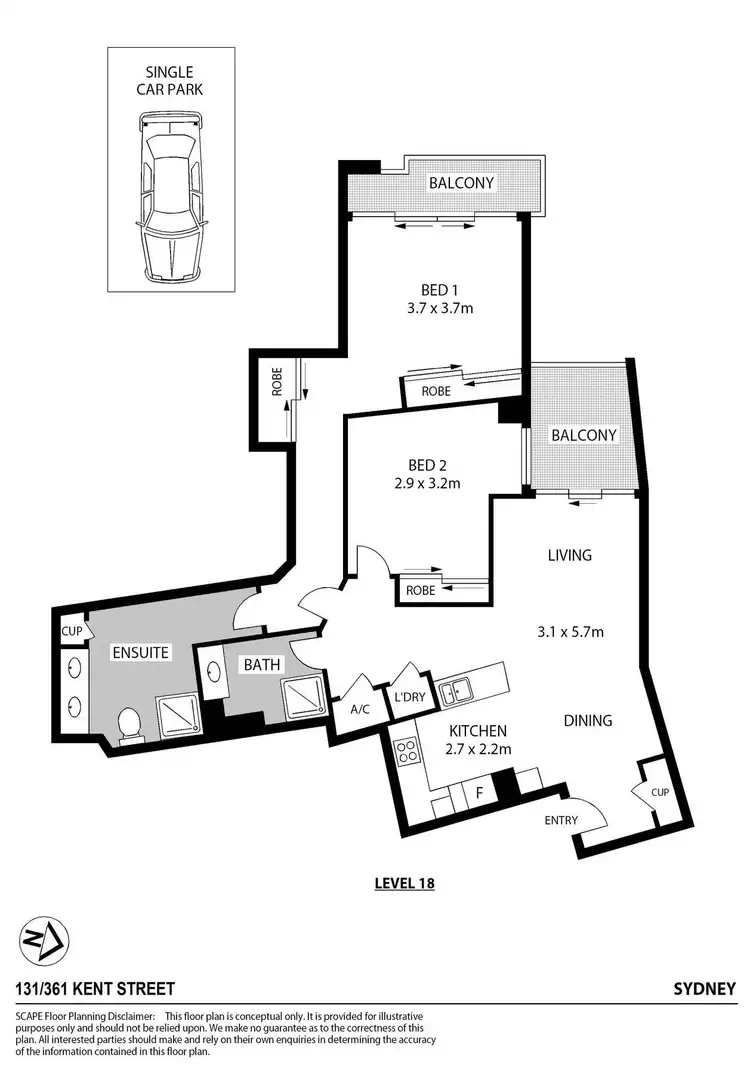 Floorplan of Homely apartment listing, 131/361-363 Kent Street, Sydney NSW 2000