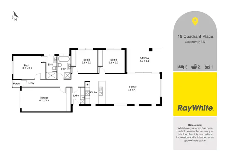 Floorplan of Homely semi-detached listing, 19 Quadrant Place, Goulburn NSW 2580