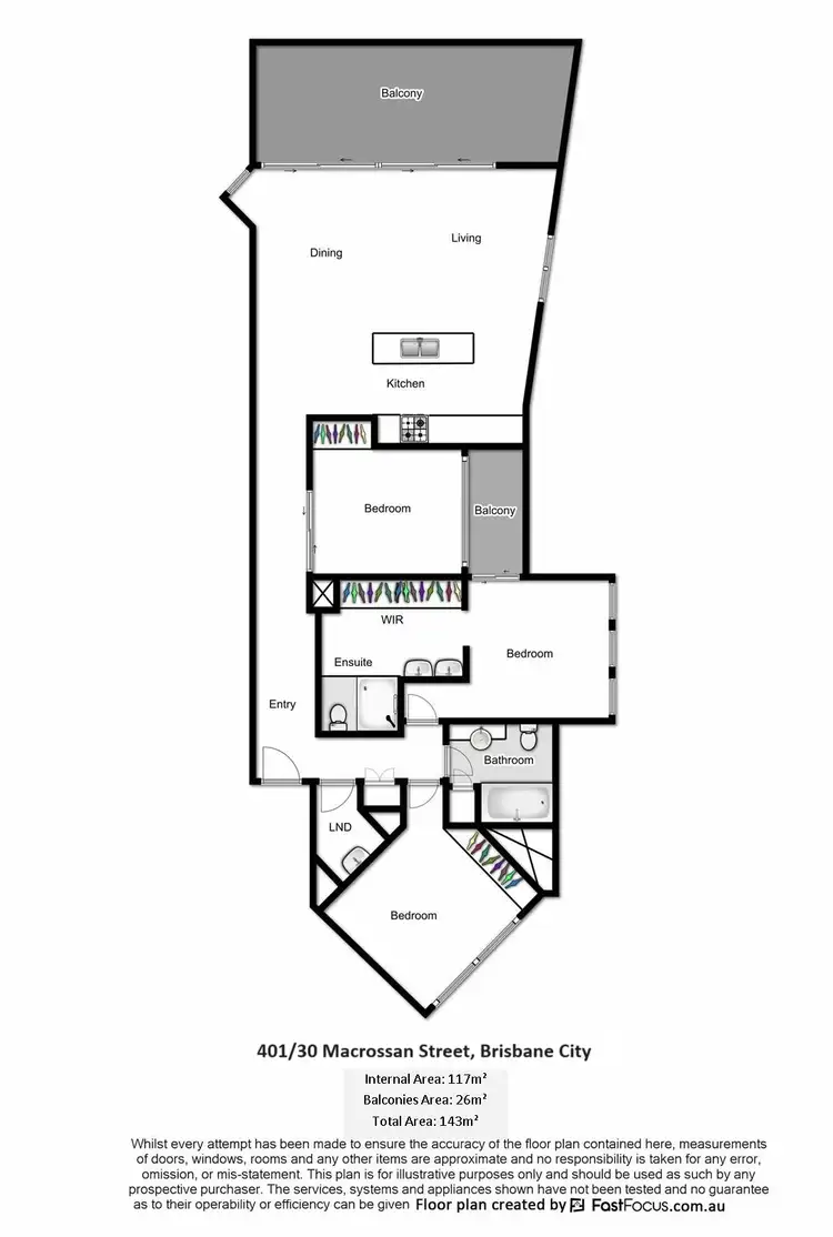 Floorplan of Homely apartment listing, 401/30 Macrossan Street, Brisbane City QLD 4000