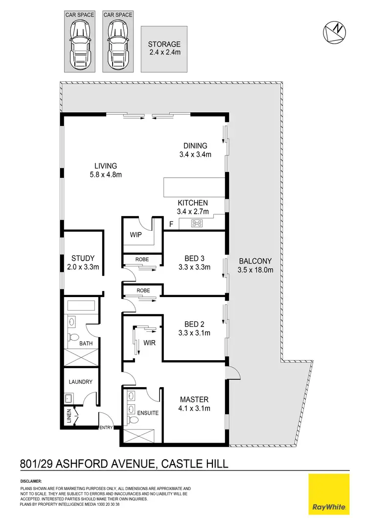 Floorplan of Homely apartment listing, 801/29 Ashford Avenue, Castle Hill NSW 2154