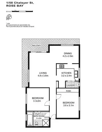 Floorplan of Homely apartment listing, 1/58 Chaleyer Street, Rose Bay NSW 2029