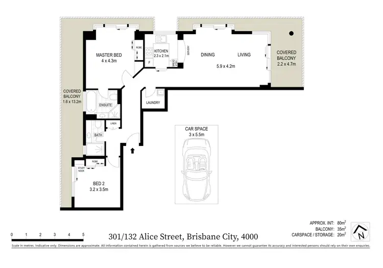 Floorplan of Homely apartment listing, 301/132 Alice Street, Brisbane City QLD 4000
