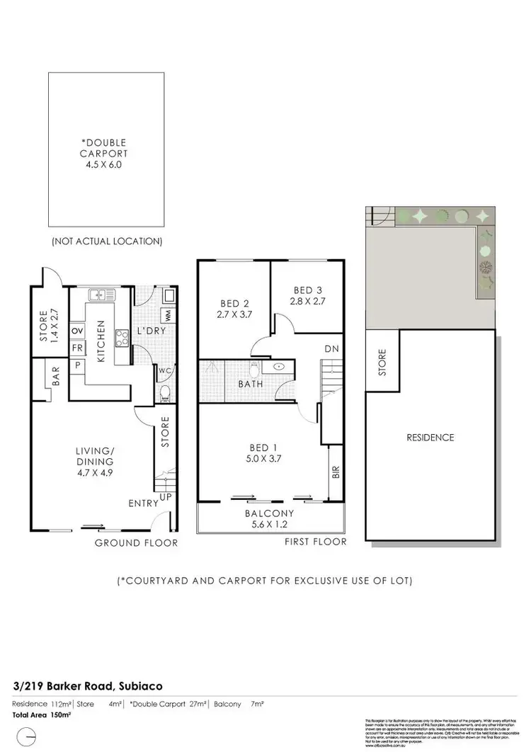 Floorplan of Homely townhouse listing, 3/219 Barker Road, Subiaco WA 6008